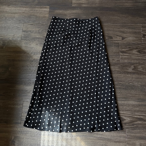 Breanne Low Rise Midi Skirt - Black Polka Dot NWT 2 - Picture 2 of 3